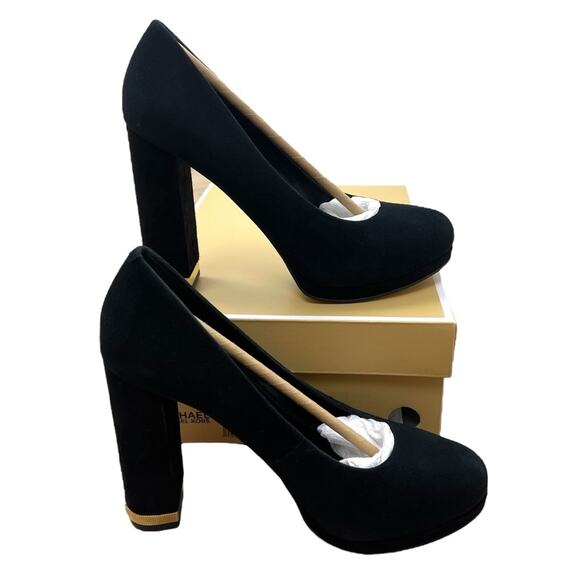 Michael Kors Valerie Black Suede Closed Toe Pumps 7 in Box - Picture 2 of 8